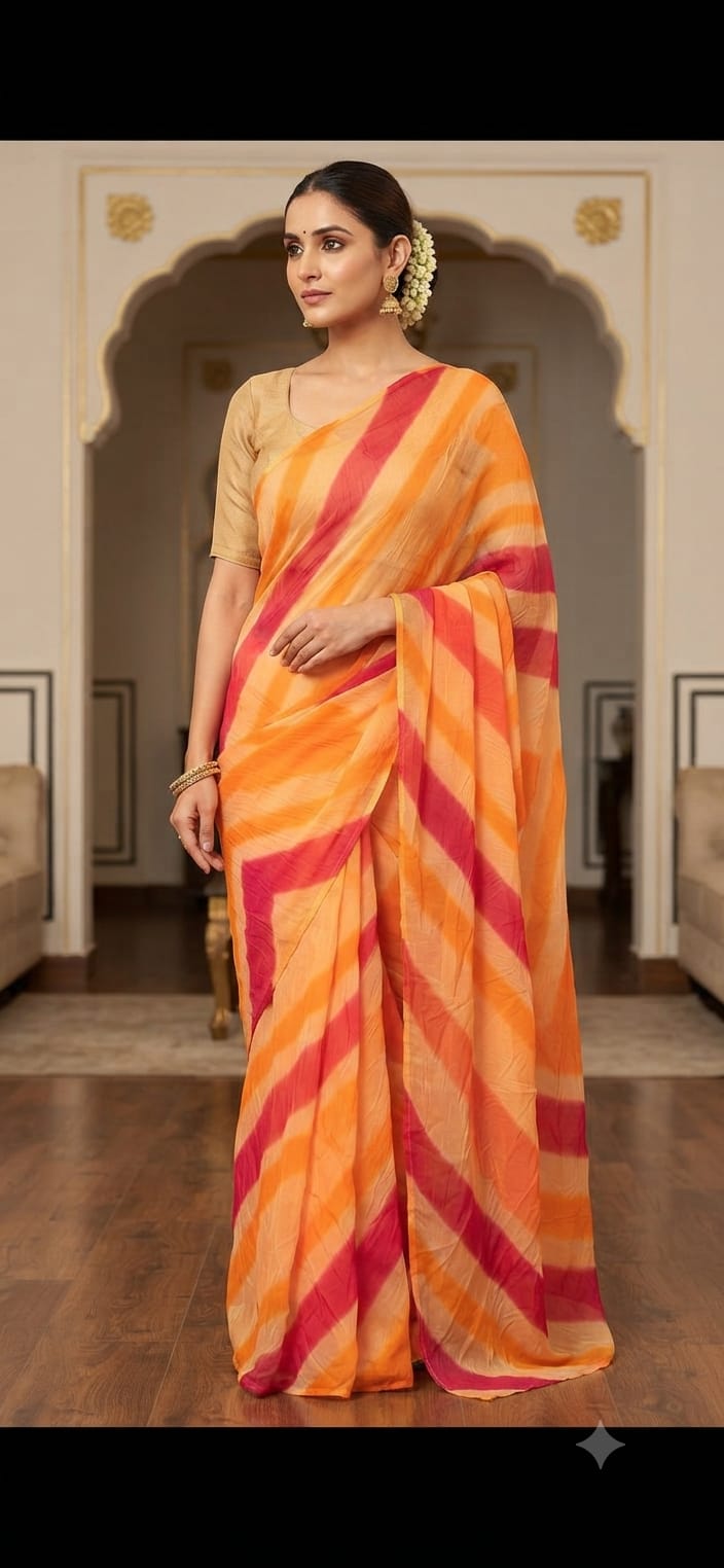 Dhivija Collection – Royal Rajasthani Leheriya Saree