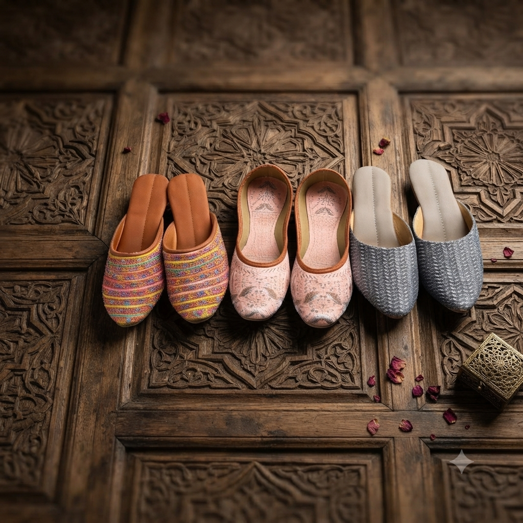 Handcrafted Multicolored & Textured Ethnic Slip-On Juttis 