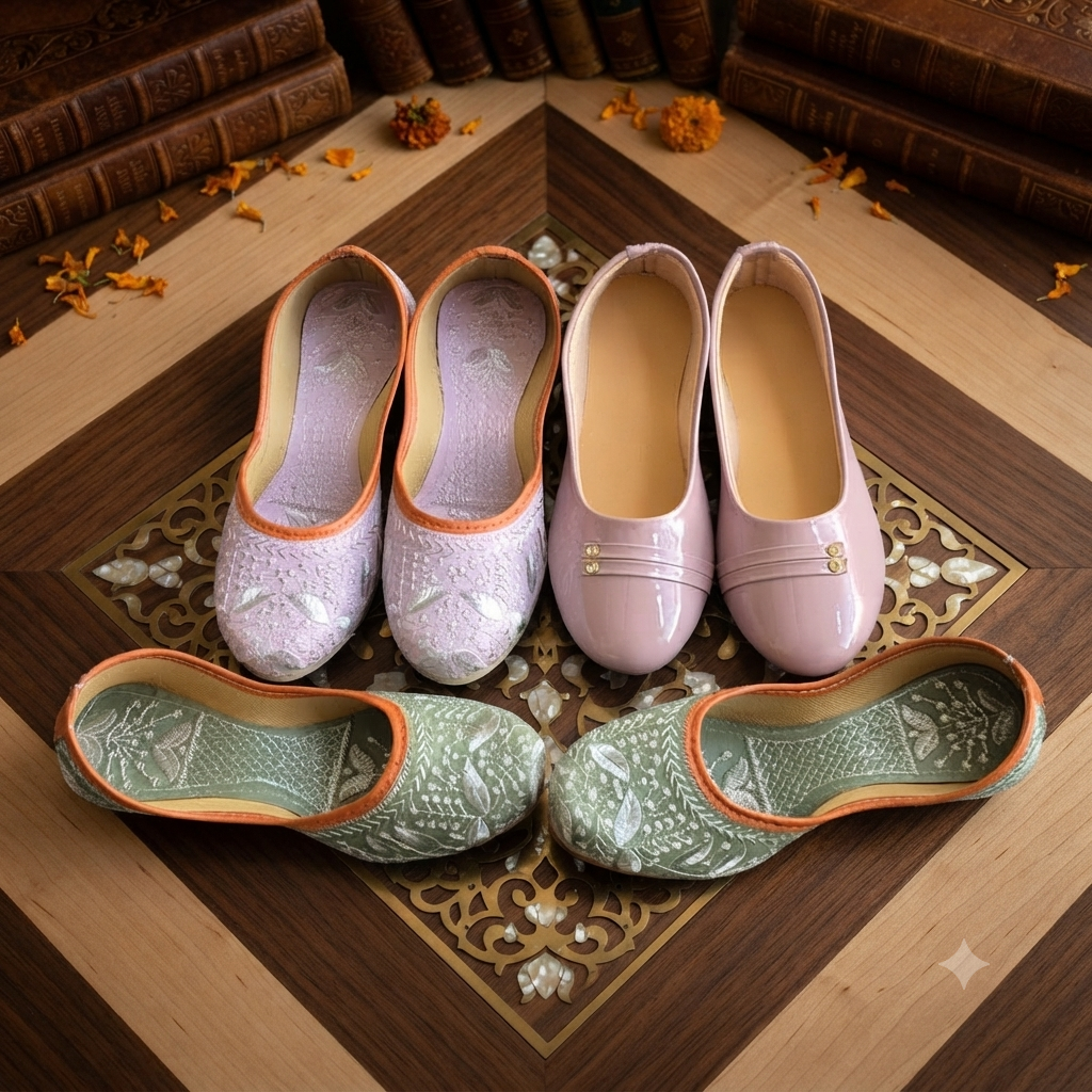 Traditional Embroidered & Glossy Slip-On Juttis / Ethnic Mojris