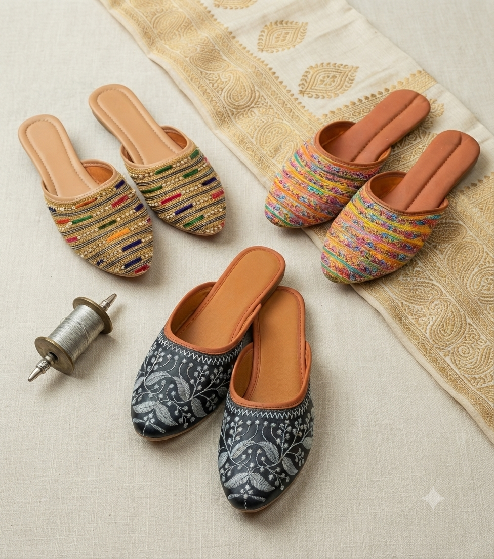 3-Pair Handcrafted Festive Jutti Combo Set | Dhivija Collections